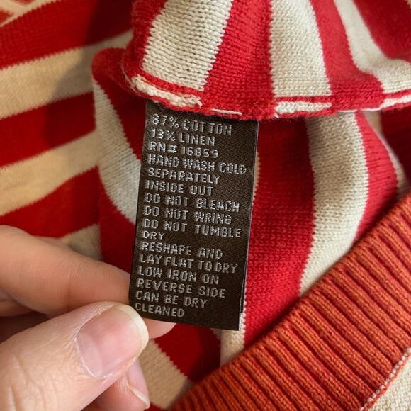 J McLaughlin Sweater Womens L Large Multi Linen Blend Striped Crew Long Sleeve - Picture 10 of 12